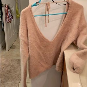 Fuzzy pink sweater